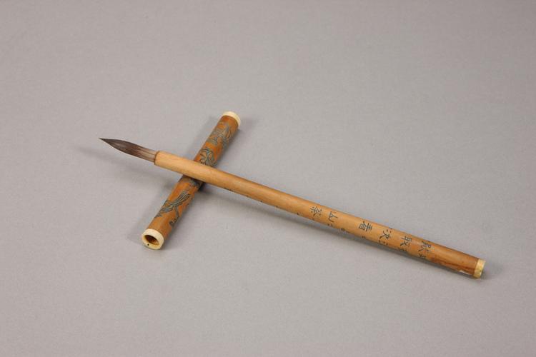 各式御制花卉诗管紫毫笔-檀香木管山茶花诗笔