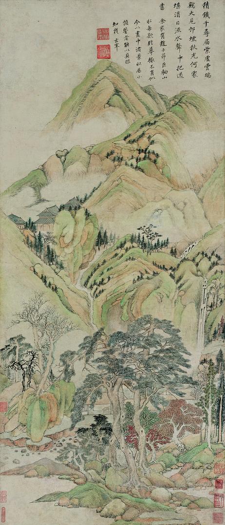 仿赵孟頫秋山图轴