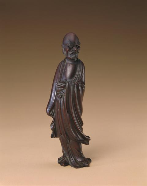 黄杨木雕达摩立像