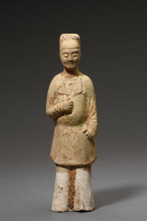 陶黄釉男立俑