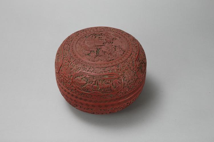 乾隆款剔红八仙祝寿图圆盒