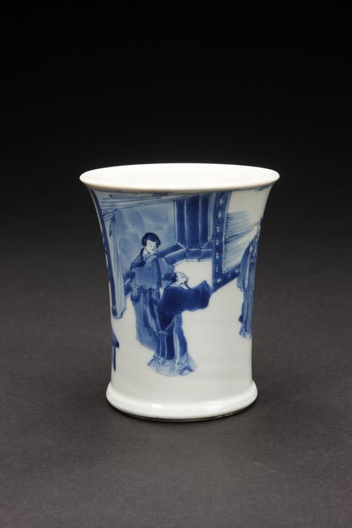 嘉靖款青花人物故事图笔筒