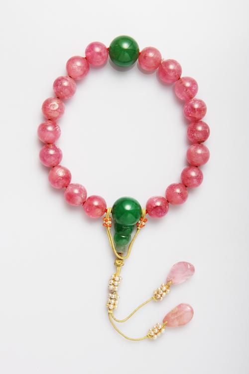 碧玺带翠饰十八子手串