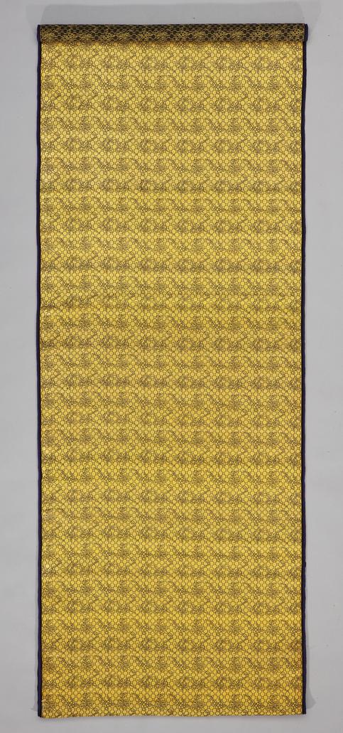 青色龟背梅兰竹菊纹织金缎