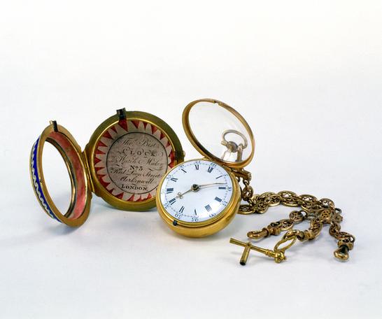 铜镀金壳画珐琅怀表