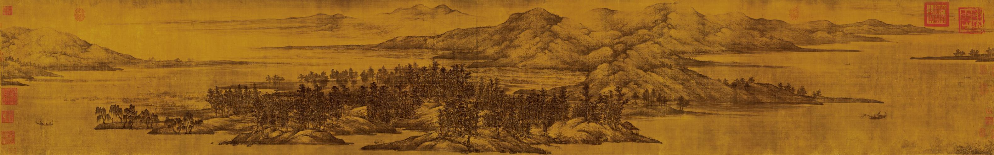 夏景山口待渡图卷画心