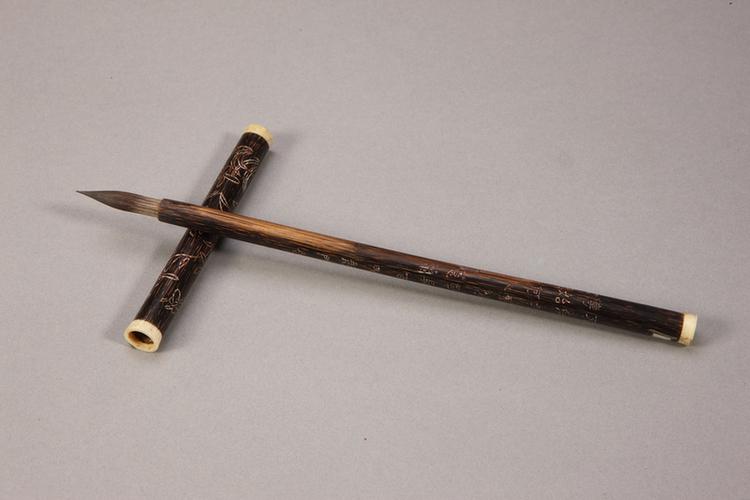 各式御制花卉诗管紫毫笔-棕竹管蕙兰花诗笔