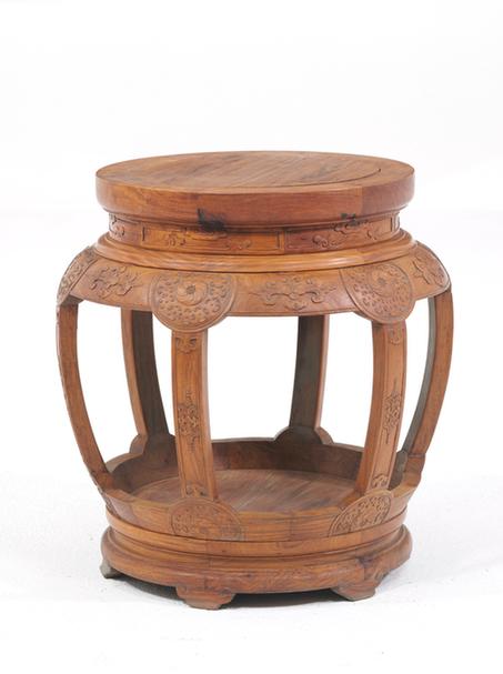 黄花梨木雕花纹圆杌