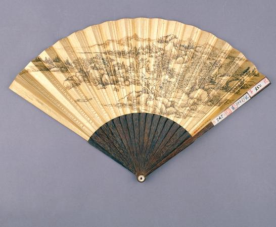 画山水钱汝诚书咏龙泉盘子诗成扇