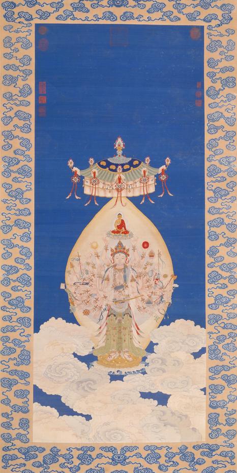 缂丝加绣尊胜佛母像轴