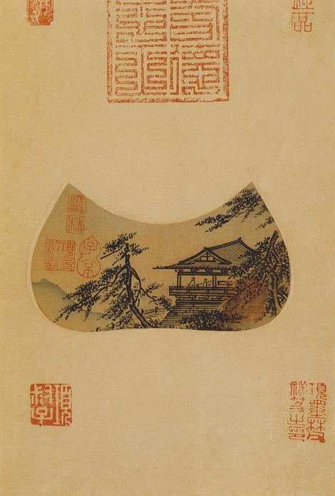 花鸟山水小品册-松阁远眺