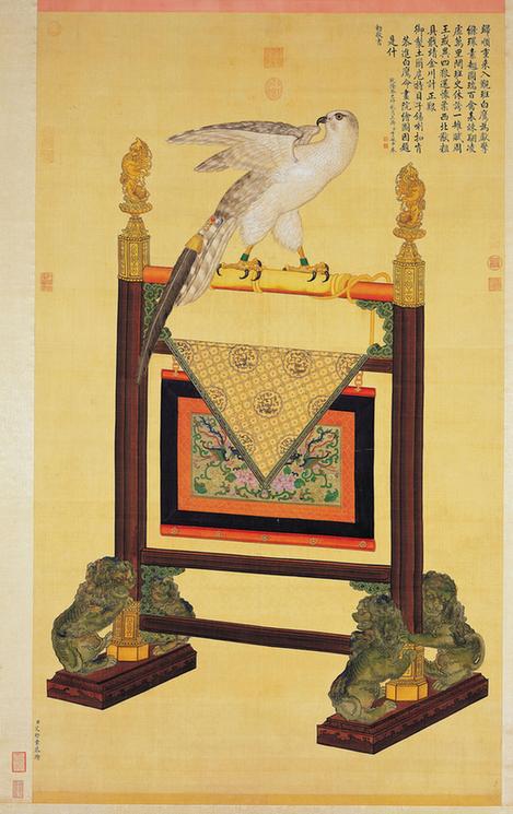 土尔扈特白鹰图轴