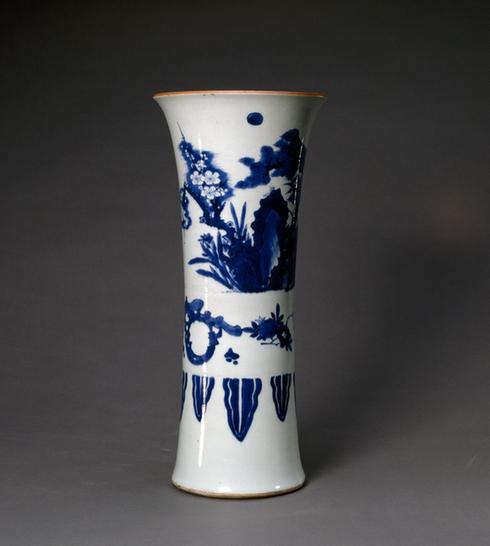 青花松竹梅纹花插