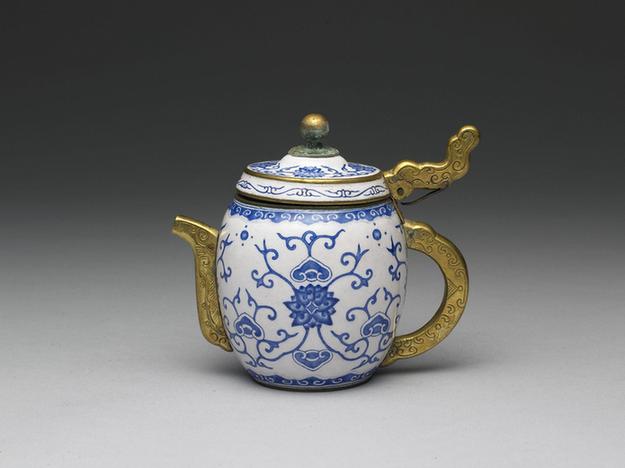 乾隆款铜胎画珐瑯执壶罐-1