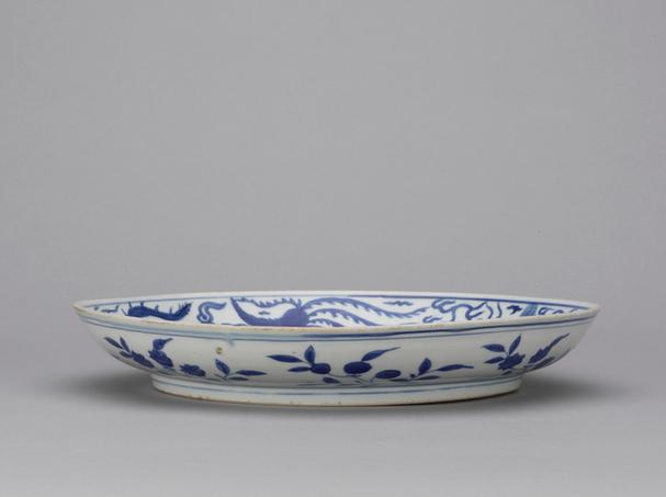 万历款青花人物图盘