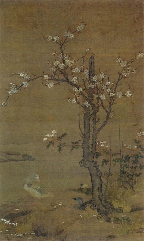 杏花鸳鸯图
