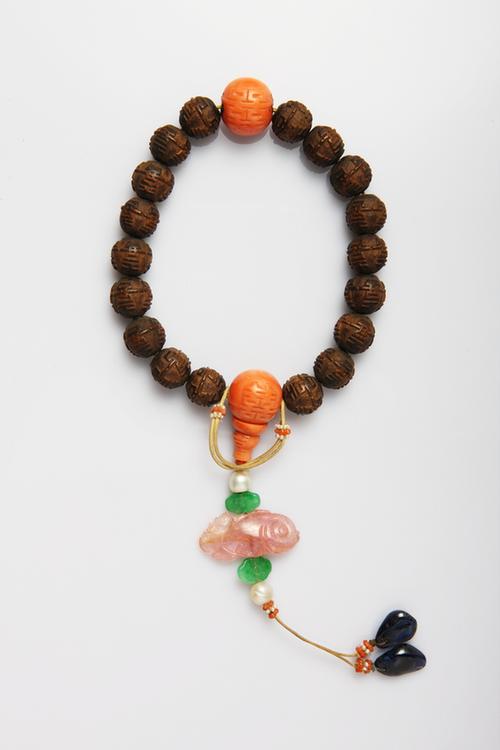 伽南香带珠宝喜字纹十八子手串