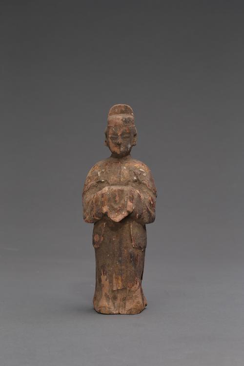 木雕彩绘文吏像