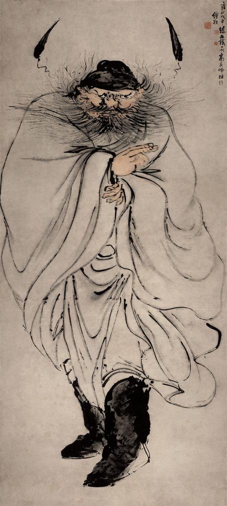 指画怒容钟馗图