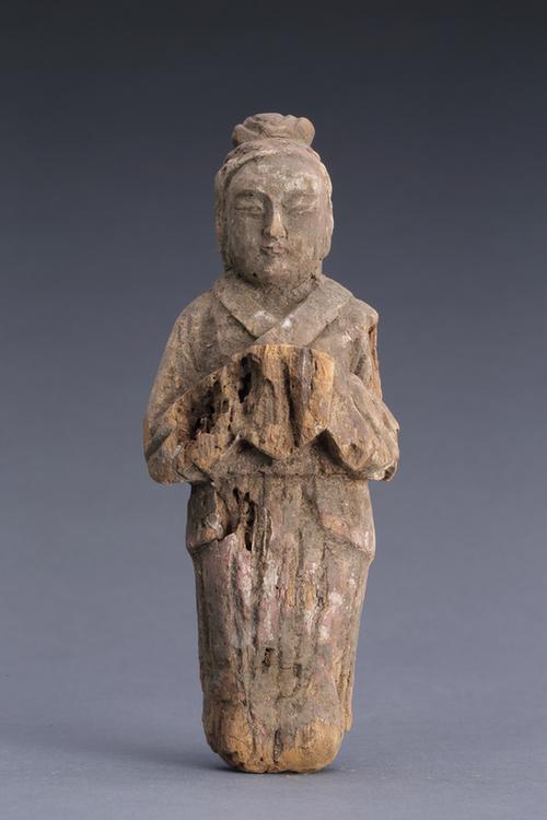 木雕彩绘文吏像