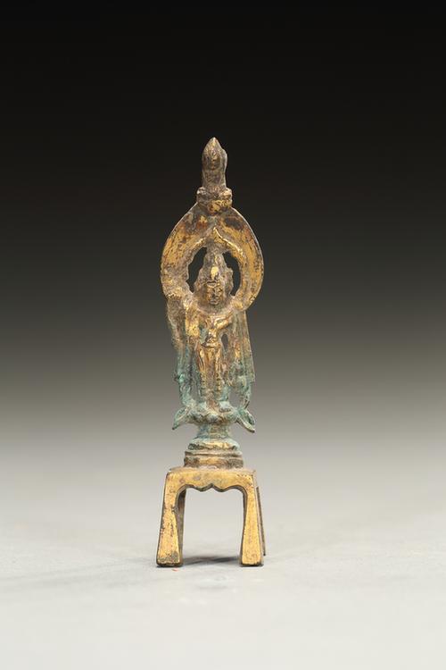 铜鎏金杨柳枝观音菩萨立像