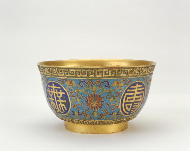 掐丝珐琅万寿无疆碗