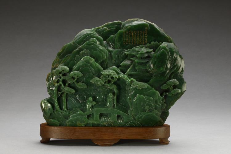 碧玉刻诗仙山楼阁图山子