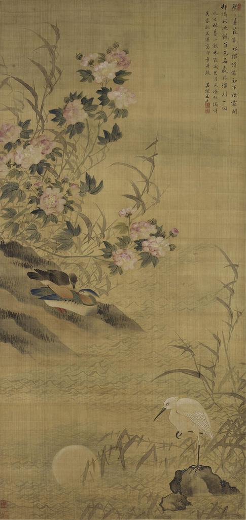 鸳鸯白鹭图轴