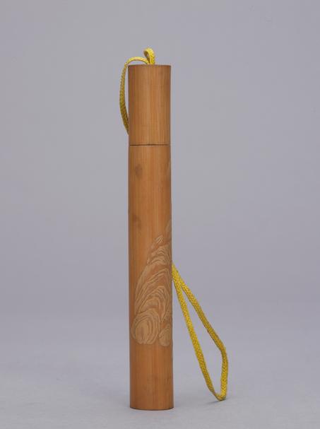 留青竹雕山水人物图牙签筒