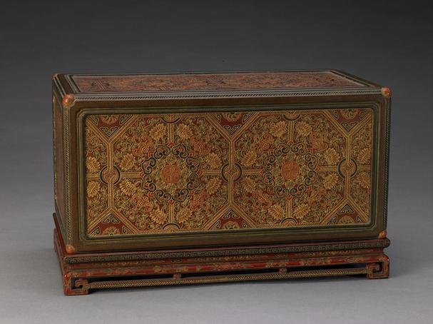 戗金彩漆福寿纹长方套匣