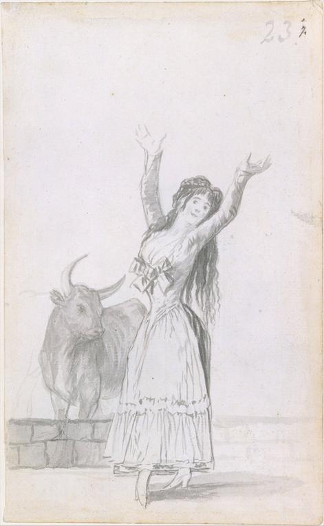 Goya--A Young Woman and a Bull