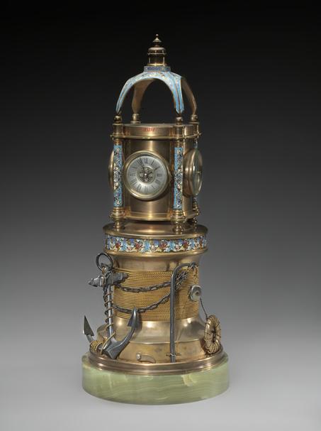 铜镀金灯塔式风雨表