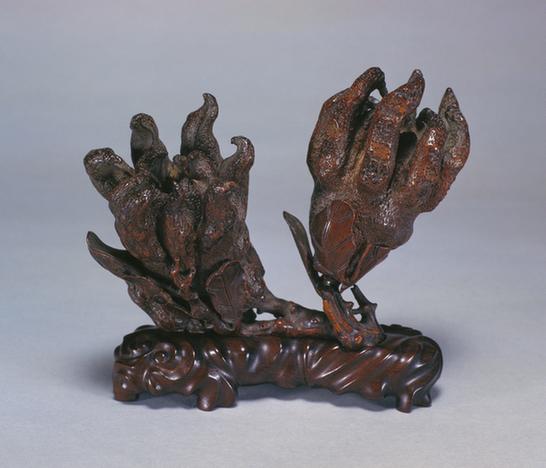 朱小松款竹根雕佛手