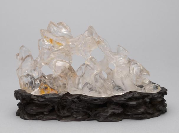 水晶透雕瓜枝双鼠纹笔架