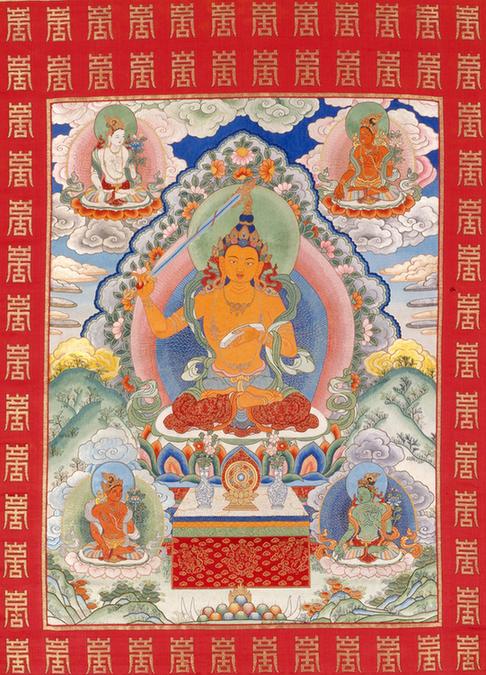 满绣文殊佛像轴