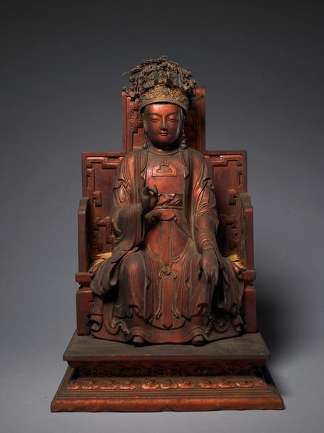 木雕金漆九仙娘娘像