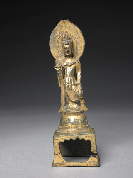 铜鎏金杨柳枝观音菩萨立像