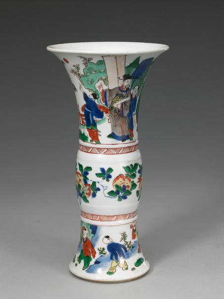 成化款五彩人物婴戏图花觚