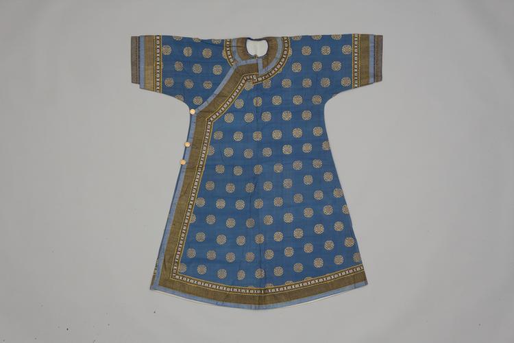 蓝色缂金团寿字纹夹衬衣