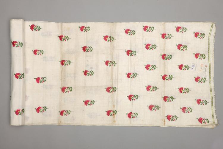 白色彩绣小花纹回回布