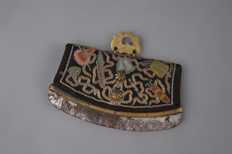 黑色缎平金八仙纹荷包式火燫