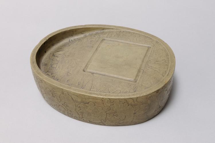 洮河石达摩渡海椭圆砚