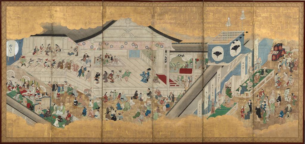 江户时代 歌舞伎屏风图 第一屏