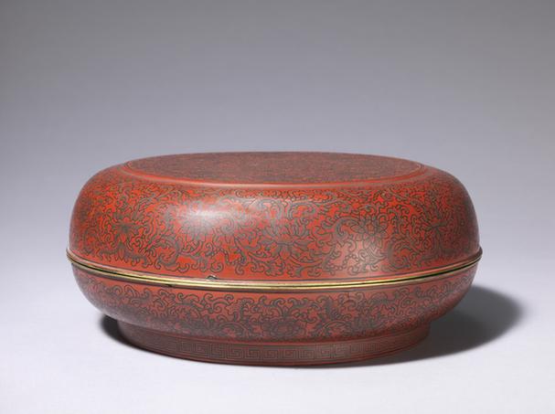 填漆缠枝莲纹圆盒