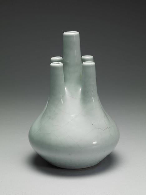 雍正 仿汝釉瓷五管瓶