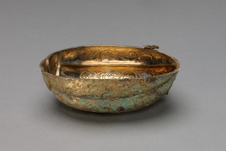 银鎏金錾刻瓜式杯