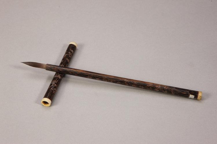 各式御制花卉诗管紫毫笔-棕竹管蜀葵花诗笔