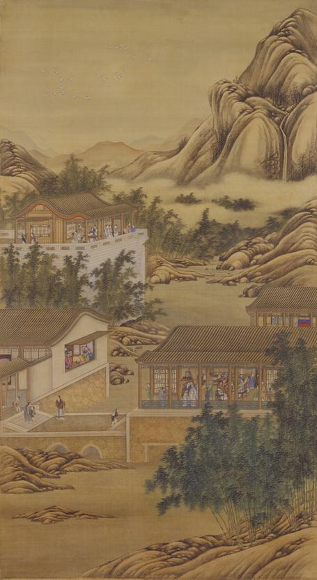 雍正十二月行乐图轴