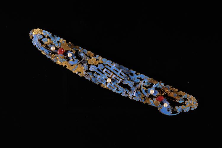 点翠蝠双喜纹头花