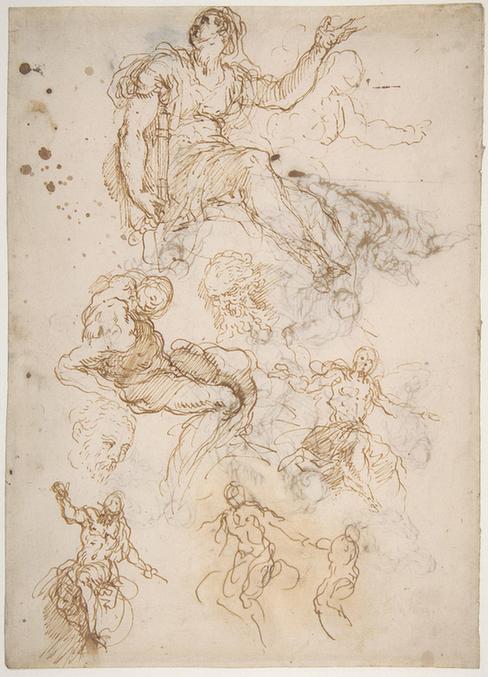 Palma Il Giovane--Figure Studies Seated Female Holding a Book,
